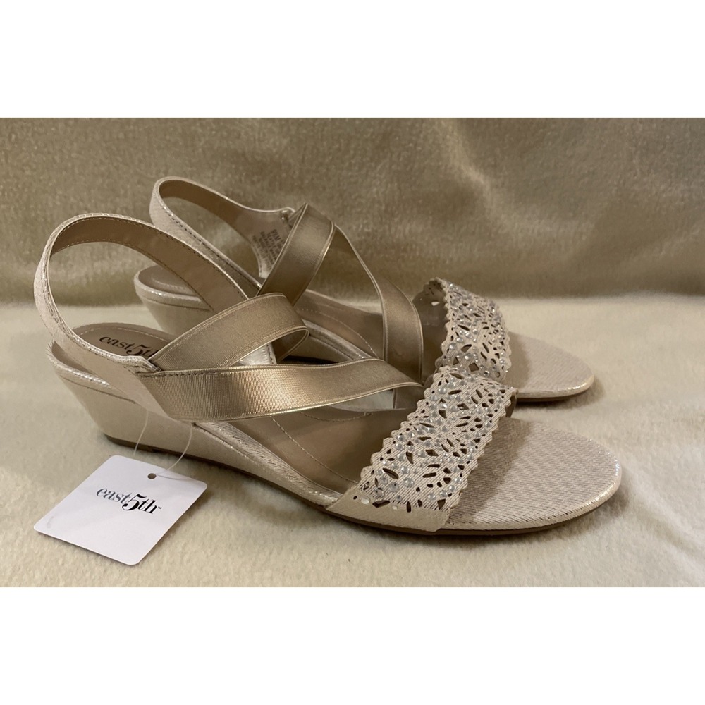 East 5th JCP Women's Gladie Gold Rhinestone Sparkly Sandals Open Toe US 9.5